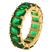 Load image into Gallery viewer, Lab Created Emerald Eternity Ring in 14k Solid Yellow Gold