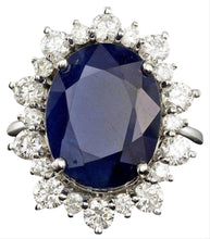 Load image into Gallery viewer, 10.75ct Natural Blue Sapphire &amp; Diamond 14k Solid White Gold Ring