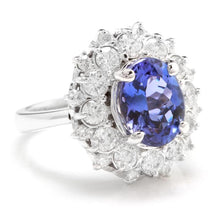 Load image into Gallery viewer, 3.80 Carats Natural Very Nice Looking Tanzanite and Diamond 14K Solid White Gold Ring