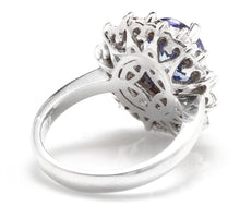 Load image into Gallery viewer, 3.80 Carats Natural Very Nice Looking Tanzanite and Diamond 14K Solid White Gold Ring