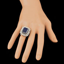 Load image into Gallery viewer, 15.70ct Natural Blue Sapphire &amp; Diamond 14k Solid White Gold Ring