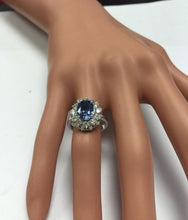Load image into Gallery viewer, 3.80 Carats Natural Very Nice Looking Tanzanite and Diamond 14K Solid White Gold Ring