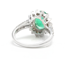 Load image into Gallery viewer, 4.00 Carats Natural Emerald and Diamond 14K Solid White Gold Ring