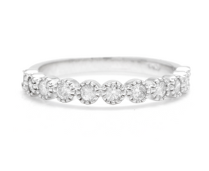 Splendid 0.40 Carats Natural Diamond 14K Solid White Gold Ring