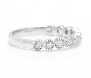 Splendid 0.40 Carats Natural Diamond 14K Solid White Gold Ring