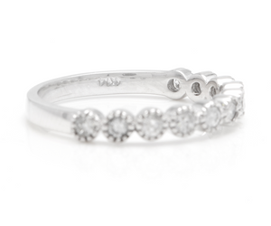 Splendid 0.40 Carats Natural Diamond 14K Solid White Gold Ring