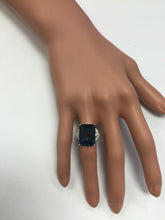 Load image into Gallery viewer, 13.70 Carats Natural Impressive London Blue Topaz and Diamond 14K White Gold Ring