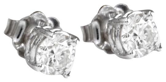 Exquisite .80 Carats Natural Diamond 14K Solid White Gold Stud Earrings