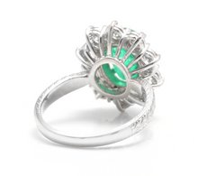 Load image into Gallery viewer, 5.20 Carats Exquisite Emerald and Diamond 14K Solid White Gold Ring