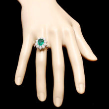 Load image into Gallery viewer, 5.20 Carats Exquisite Emerald and Diamond 14K Solid White Gold Ring