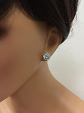 Load image into Gallery viewer, Exquisite 3.75 Carats Natural Aquamarine and Diamond 14K Solid White Gold Stud Earrings