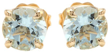 Load image into Gallery viewer, Exquisite 2.00 Carats Natural Aquamarine 14K Solid Yellow Gold Stud Earrings