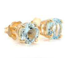 Load image into Gallery viewer, Exquisite 2.00 Carats Natural Aquamarine 14K Solid Yellow Gold Stud Earrings