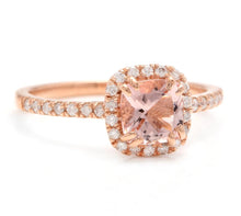 Load image into Gallery viewer, 1.40 Carats Natural Morganite and Diamond 14K Solid Rose Gold Set of Matching Rings