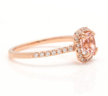 Load image into Gallery viewer, 1.40 Carats Natural Morganite and Diamond 14K Solid Rose Gold Set of Matching Rings