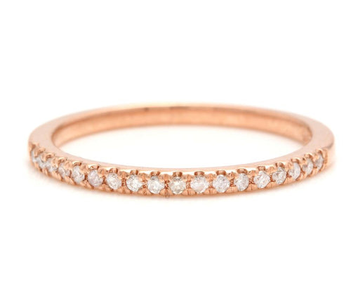 14K Solid Rose Gold Diamond Wedding Band Ring