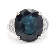 Load image into Gallery viewer, 20.60 Carats Exquisite Natural Blue Sapphire and Diamond 14K Solid White Gold Ring