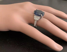 Load image into Gallery viewer, 20.60 Carats Exquisite Natural Blue Sapphire and Diamond 14K Solid White Gold Ring