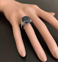 Load image into Gallery viewer, 20.60 Carats Exquisite Natural Blue Sapphire and Diamond 14K Solid White Gold Ring