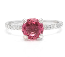 Load image into Gallery viewer, 1.85 Carats Natural Very Nice Looking Tourmaline and Diamond 14K Solid White Gold Ring