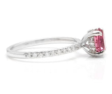 Load image into Gallery viewer, 1.85 Carats Natural Very Nice Looking Tourmaline and Diamond 14K Solid White Gold Ring