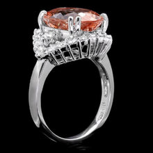 Load image into Gallery viewer, 7.15 Carats Exquisite Natural Morganite and Diamond 14K Solid White Gold Ring