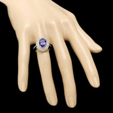 Load image into Gallery viewer, 4.80 Carats Natural Tanzanite and Diamond 14k Solid White Gold Ring
