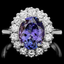 Load image into Gallery viewer, 4.80 Carats Natural Tanzanite and Diamond 14k Solid White Gold Ring