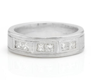 Heavy 0.90 Carats Natural Diamond 14K Solid White Gold Men's Ring