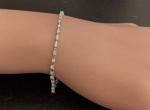 Very Impressive 1.40 Carats Natural Diamond 14K Solid White Gold Bracelet