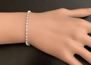 Very Impressive 1.40 Carats Natural Diamond 14K Solid White Gold Bracelet