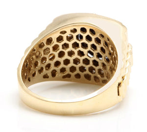 8.70 Carats Natural Diamond & Blue Sapphire 14K Solid Yellow Gold Men's Ring