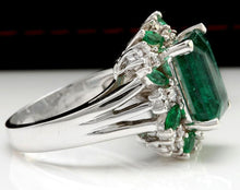 Load image into Gallery viewer, 6.90 Carats Natural Emerald and Diamond 14K Solid White Gold Ring