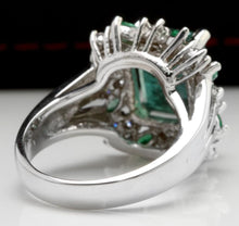 Load image into Gallery viewer, 6.90 Carats Natural Emerald and Diamond 14K Solid White Gold Ring