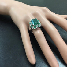 Load image into Gallery viewer, 6.90 Carats Natural Emerald and Diamond 14K Solid White Gold Ring