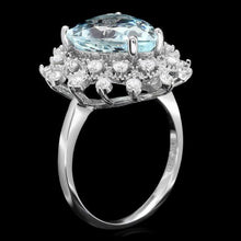 Load image into Gallery viewer, 5.60 Carats Natural Aquamarine and Diamond 14K Solid White Gold Ring