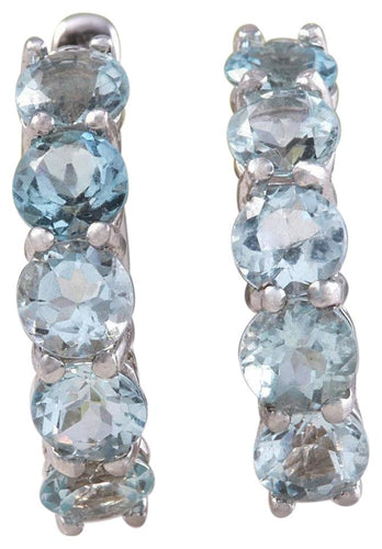 Exquisite Top Quality 2.40 Carats Natural Aquamarine 14K Solid White Gold Huggie Earrings