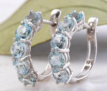 Load image into Gallery viewer, Exquisite Top Quality 2.40 Carats Natural Aquamarine 14K Solid White Gold Huggie Earrings