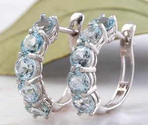 Exquisite Top Quality 2.40 Carats Natural Aquamarine 14K Solid White Gold Huggie Earrings