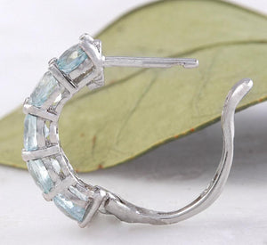 Exquisite Top Quality 2.40 Carats Natural Aquamarine 14K Solid White Gold Huggie Earrings