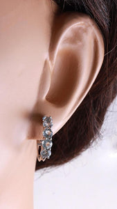 Exquisite Top Quality 2.40 Carats Natural Aquamarine 14K Solid White Gold Huggie Earrings