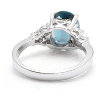Load image into Gallery viewer, 3.00 Carats Natural Impressive London Blue Topaz and Diamond 14K White Gold Ring