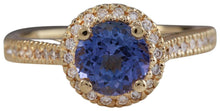 Load image into Gallery viewer, 2.00 Carats Natural Impressive Tanzanite and Diamond 14K Solid Yellow Gold Ring