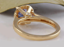 Load image into Gallery viewer, 2.00 Carats Natural Impressive Tanzanite and Diamond 14K Solid Yellow Gold Ring