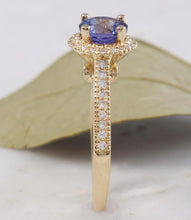 Load image into Gallery viewer, 2.00 Carats Natural Impressive Tanzanite and Diamond 14K Solid Yellow Gold Ring