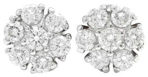 Exquisite 1.15 Carats Natural Diamond 14K Solid White Gold Stud Earrings