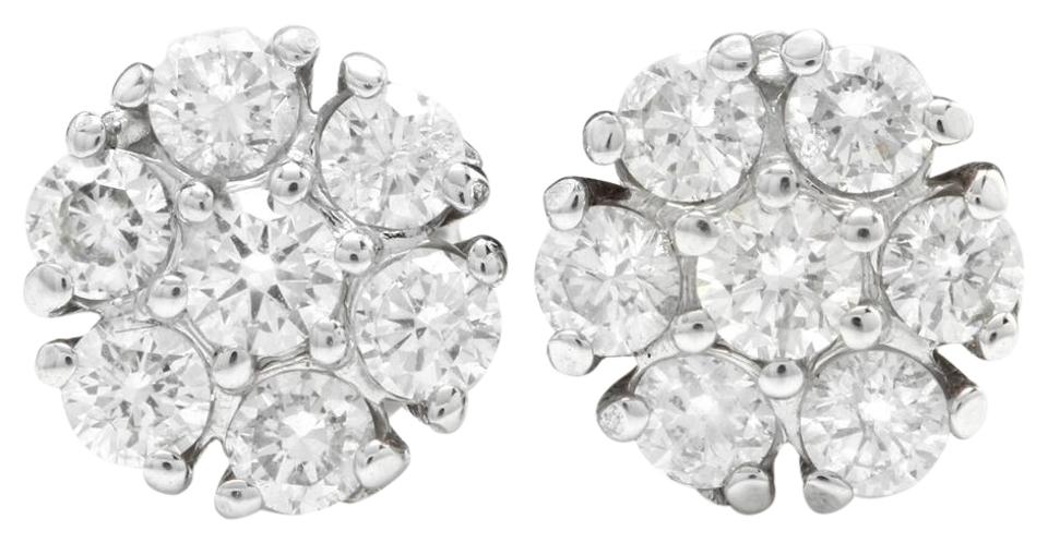 Exquisite 1.15 Carats Natural Diamond 14K Solid White Gold Stud Earrings
