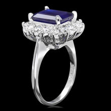 Load image into Gallery viewer, 5.80 Ct Natural Sapphire &amp; Diamond 14k Solid White Gold Ring