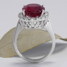Load image into Gallery viewer, 9.65 Carats Impressive Natural Red Ruby and Diamond 14K White Gold Ring