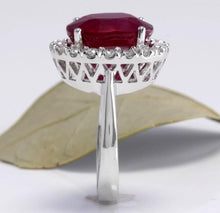 Load image into Gallery viewer, 9.65 Carats Impressive Natural Red Ruby and Diamond 14K White Gold Ring